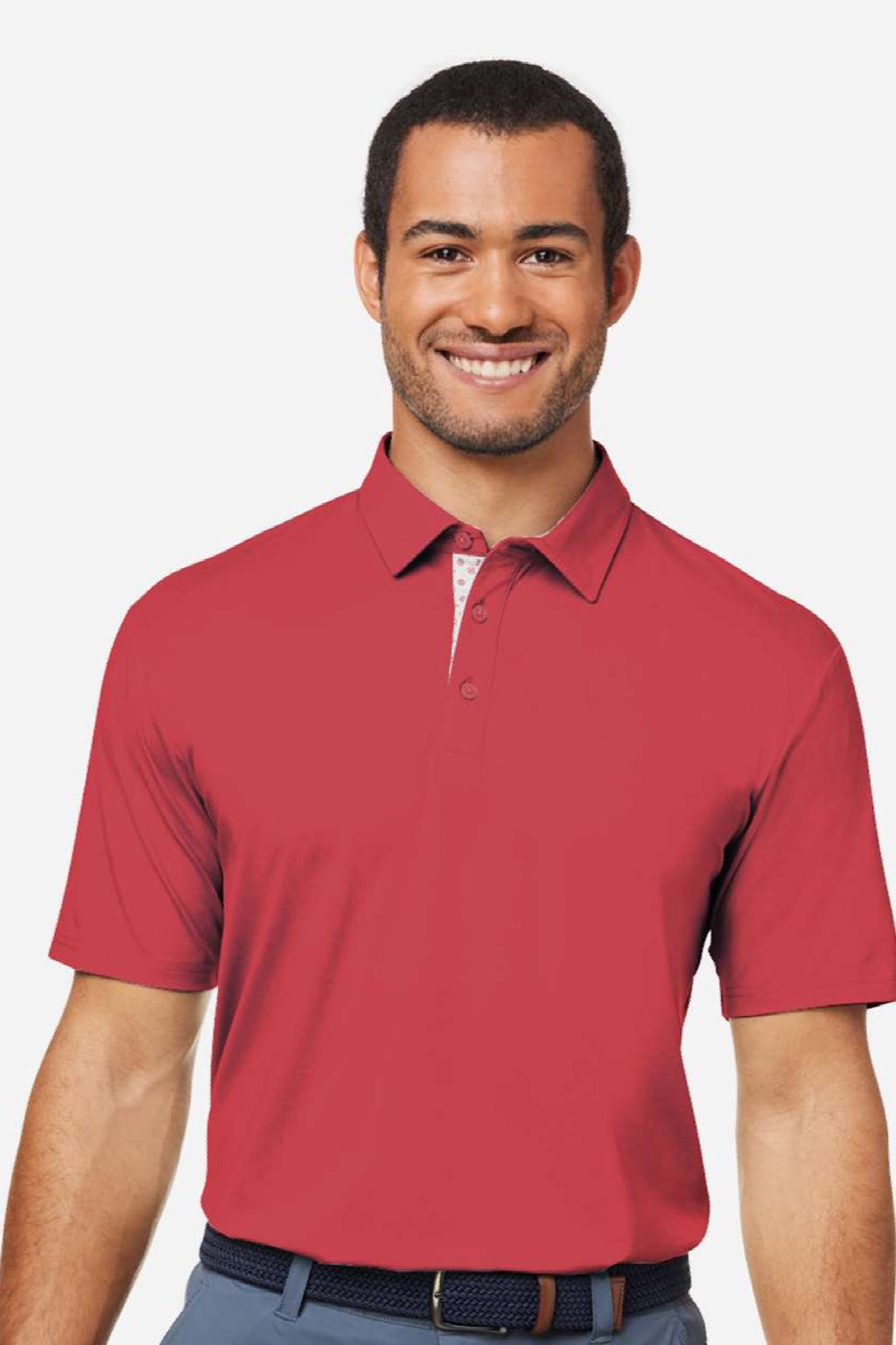 Swannies Golf SW2001 Mens James H Short Sleeve Polo Shirt Heather Red Model Front
