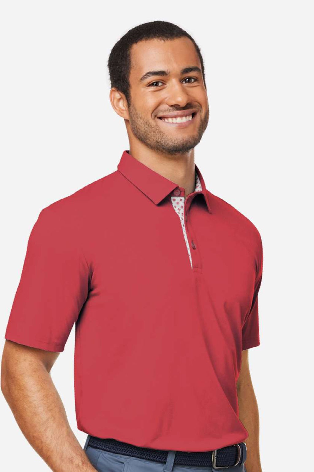 Swannies Golf SW2001 Mens James H Short Sleeve Polo Shirt Heather Red Model Side