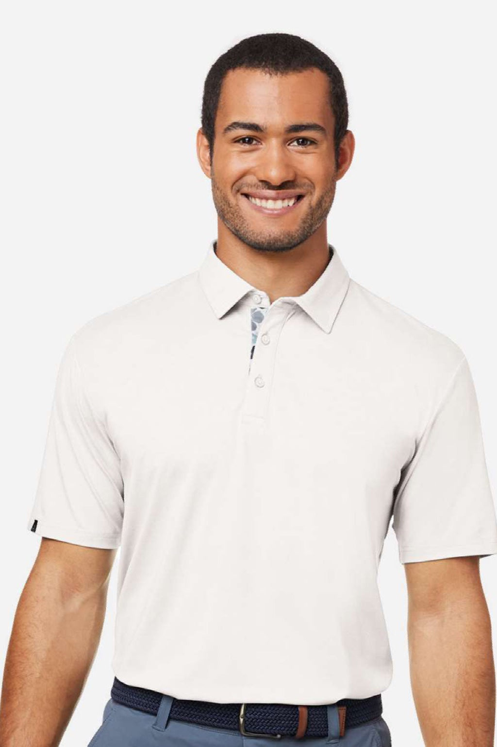 Swannies Golf SW2001 Mens James H Short Sleeve Polo Shirt Heather White Model Front