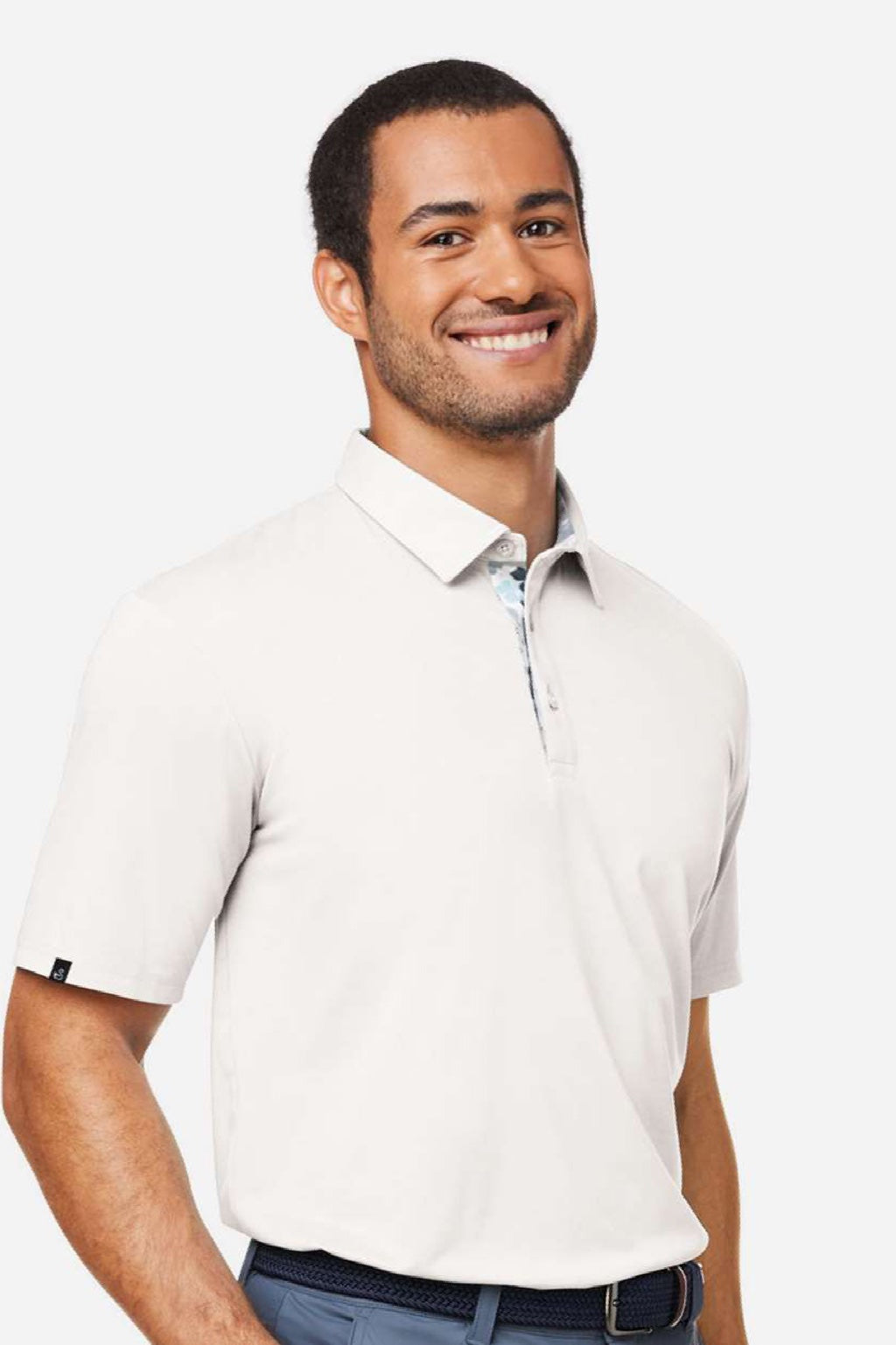 Swannies Golf SW2001 Mens James H Short Sleeve Polo Shirt Heather White Model Side