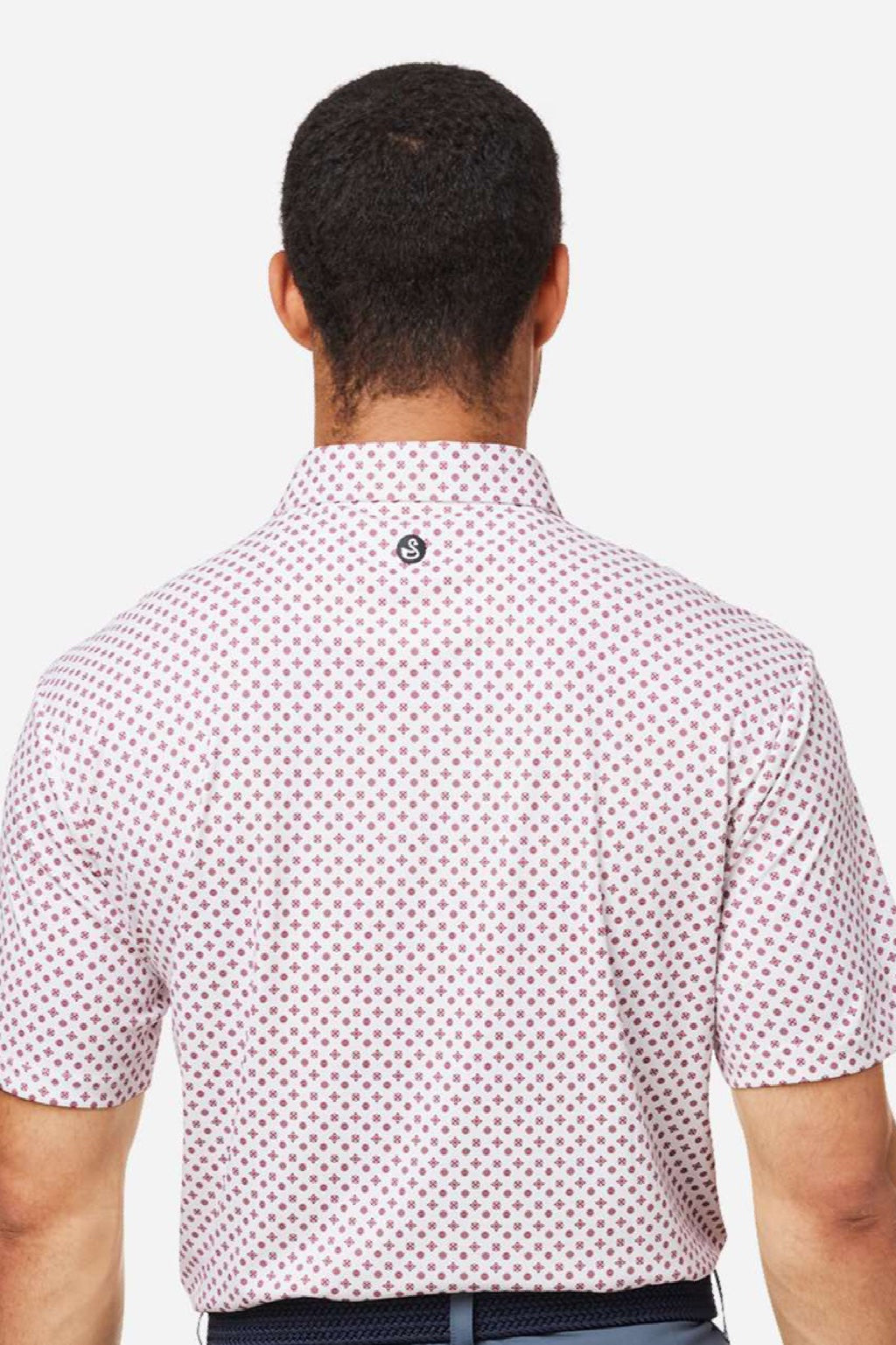 Swannies Golf SW5400 Mens Hazelwood Short Sleeve Polo Shirt Maroon Model Back