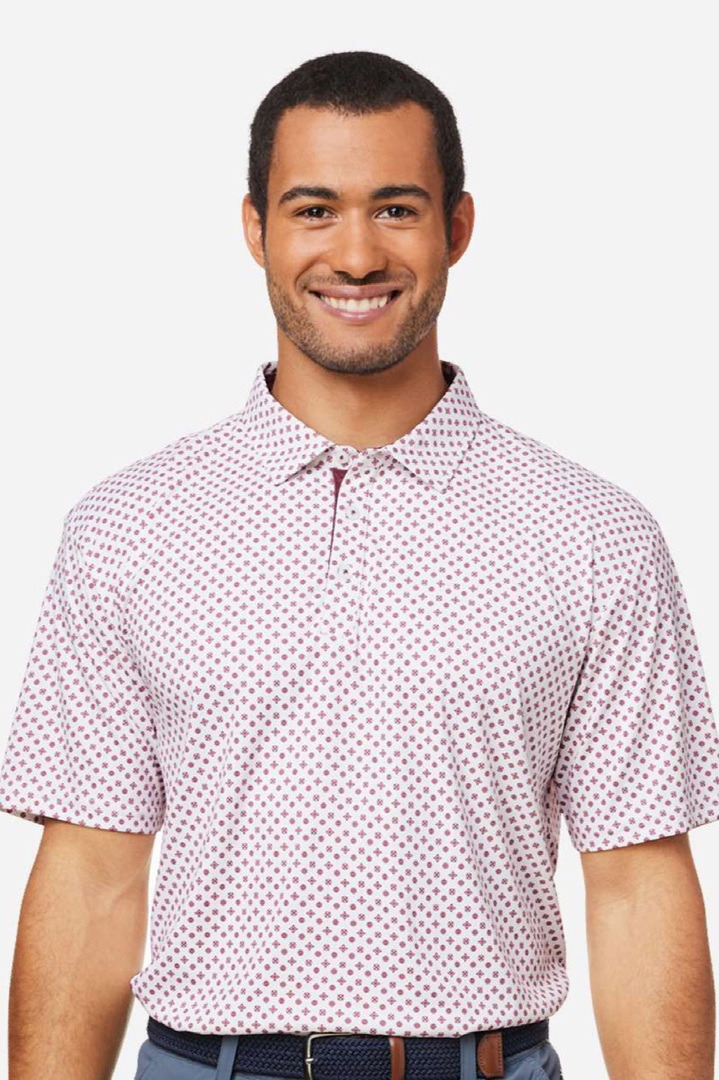 Swannies Golf SW5400 Mens Hazelwood Short Sleeve Polo Shirt Maroon Model Front