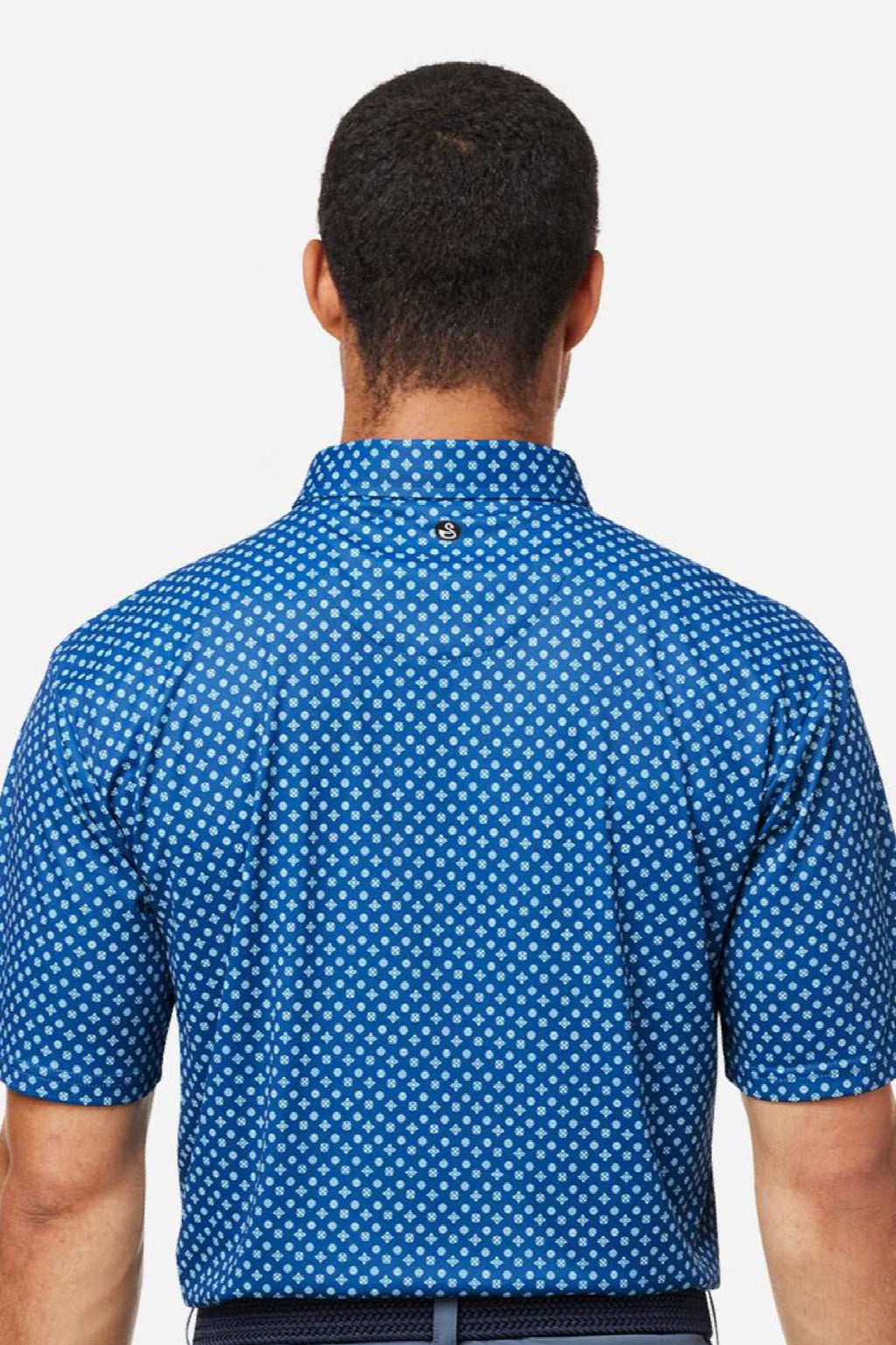 Swannies Golf SW5400 Mens Hazelwood Short Sleeve Polo Shirt Navy Blue Model Back