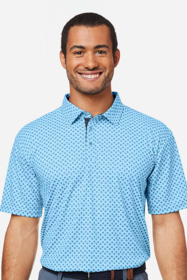 Swannies Golf SW5400 Mens Hazelwood Short Sleeve Polo Shirt Sky Blue/Navy Blue Model Front