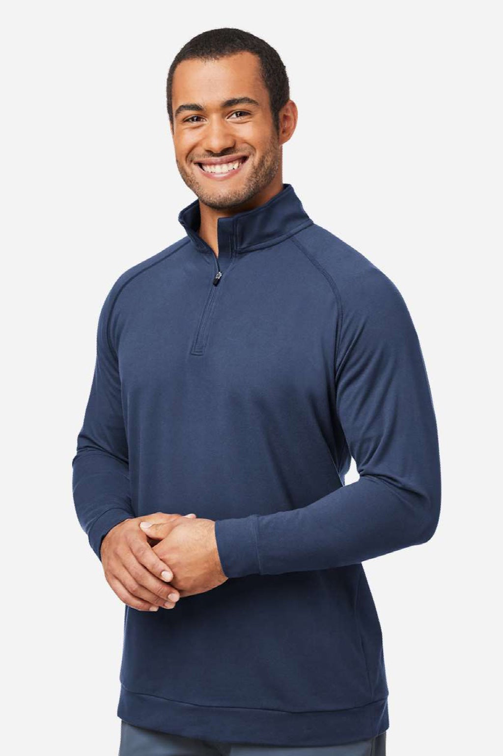 Swannies Golf SWC500 Mens Colt 1/4 Zip Sweatshirt Navy Blue Model Side