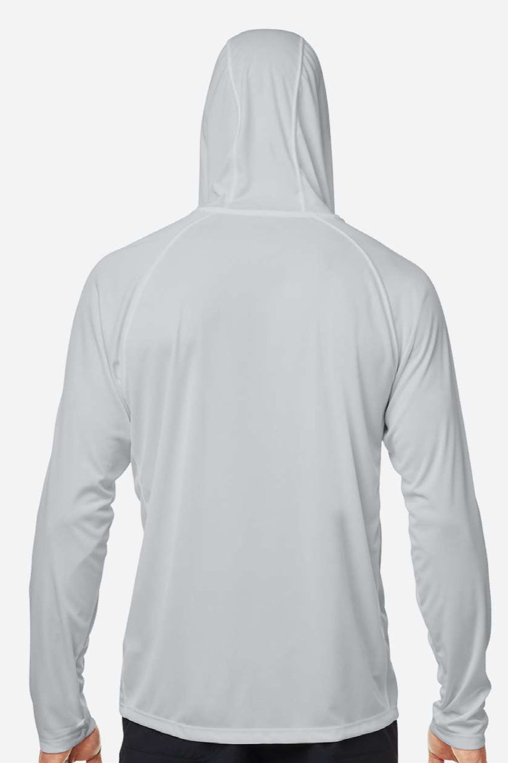 Huk H12L010 Mens LoPro Pursuit Long Sleeve Hooded T-Shirt Hoodie Harbor Mist Grey Model Back