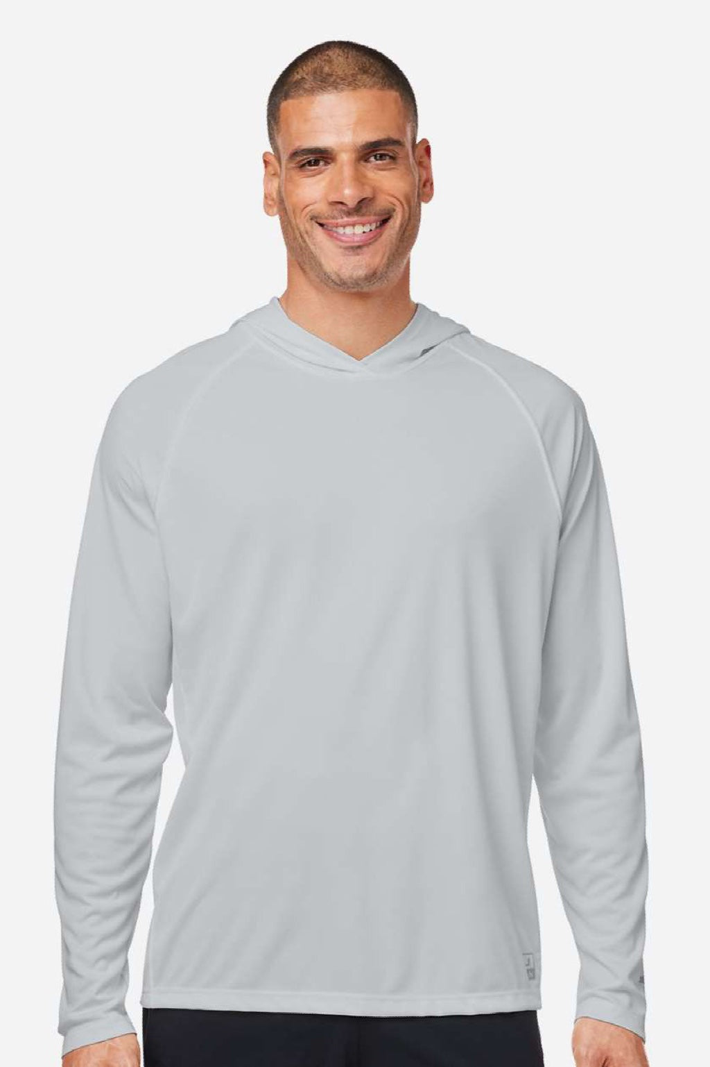Huk H12L010 Mens LoPro Pursuit Long Sleeve Hooded T-Shirt Hoodie Harbor Mist Grey Model Front