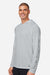 Huk H12L010 Mens LoPro Pursuit Long Sleeve Hooded T-Shirt Hoodie Harbor Mist Grey Model Side