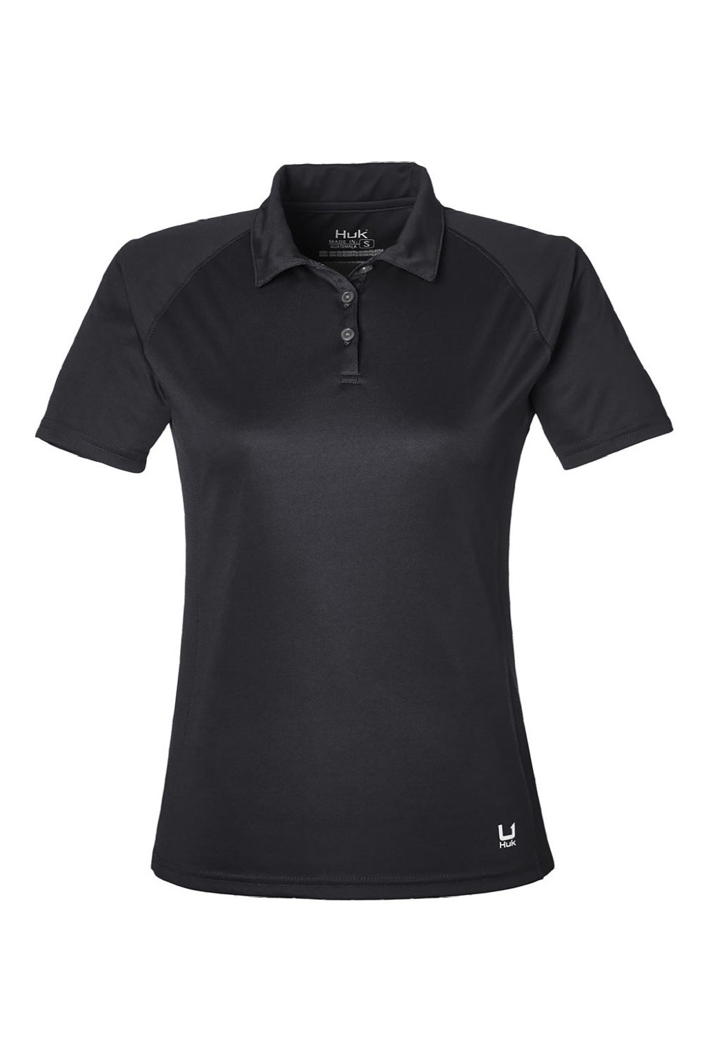 Huk H612L03 Womens LoPro Performance Short Sleeve Polo Shirt Black Flat Front