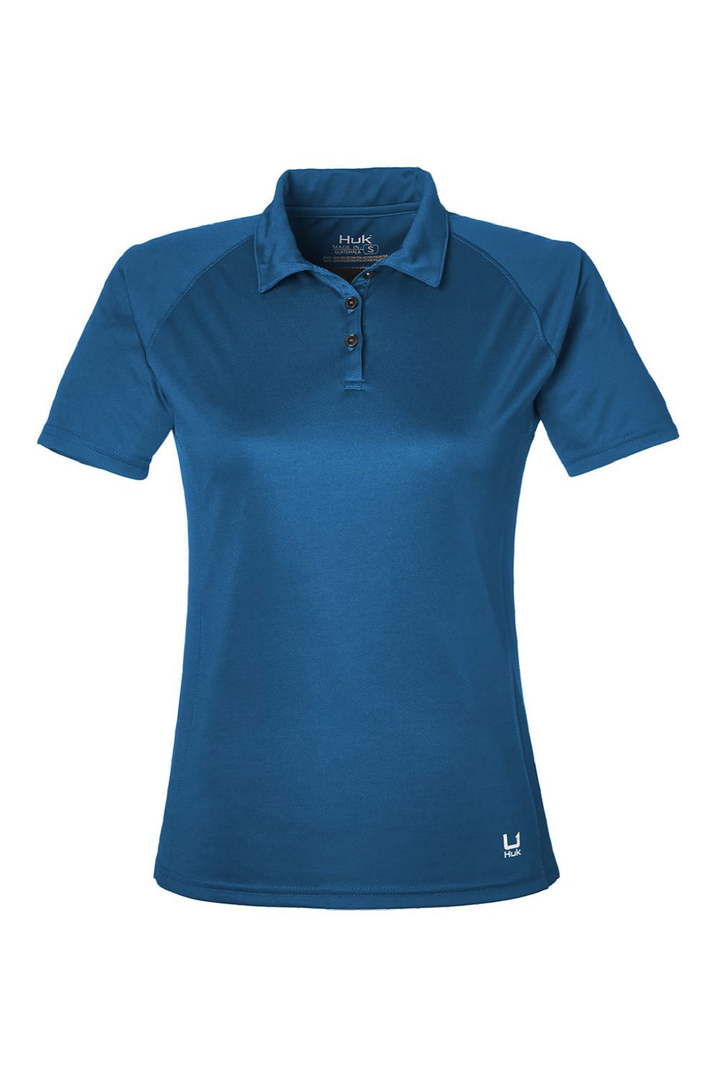 Huk H612L03 Womens LoPro Performance Short Sleeve Polo Shirt Set Sail Blue Flat Front