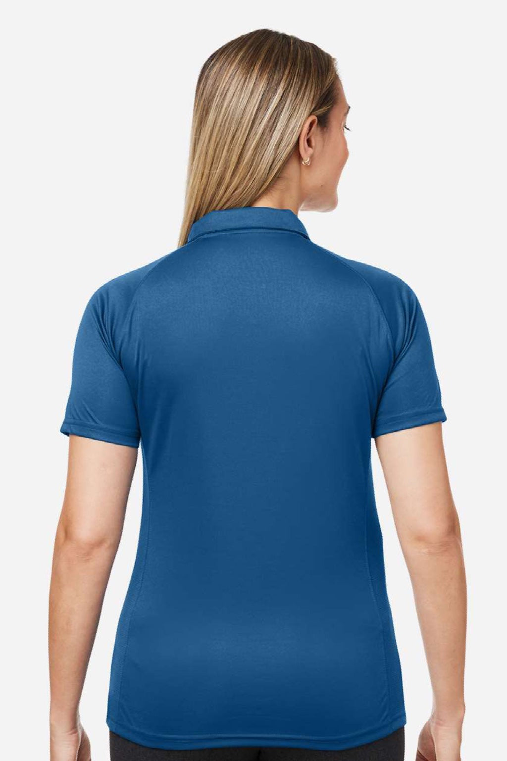 Huk H612L03 Womens LoPro Performance Short Sleeve Polo Shirt Set Sail Blue Model Back