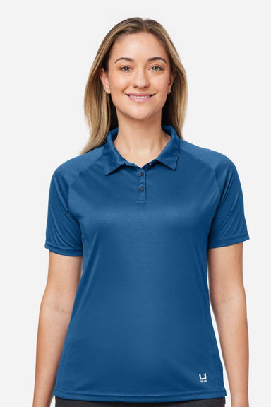 Huk H612L03 Womens LoPro Performance Short Sleeve Polo Shirt Set Sail Blue Model Front