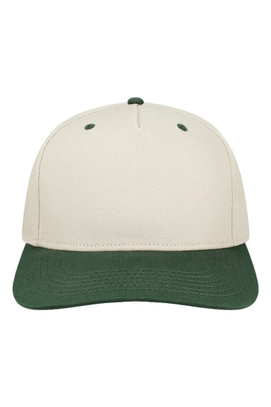 Legacy Hats HTA Mens Heritiage Twill Snapback Hat Stone/Dark Green Flat Front