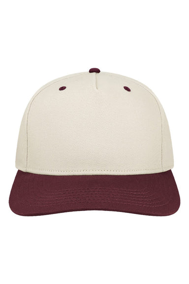 Legacy Hats HTA Mens Heritiage Twill Snapback Hat Stone/Maroon Flat Front