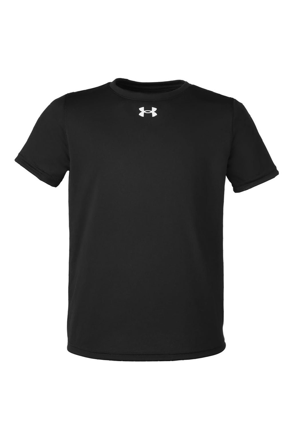 Under Armour 1377487 Youth Tech Team Short Sleeve Crewneck T-Shirt Black/White Flat Front