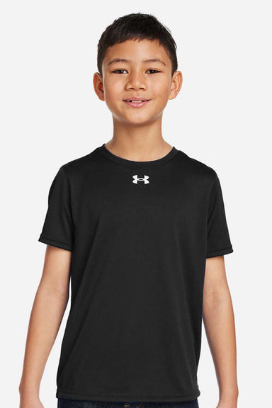 Under Armour 1377487 Youth Tech Team Short Sleeve Crewneck T-Shirt Black/White Model Front