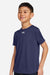 Under Armour 1377487 Youth Tech Team Short Sleeve Crewneck T-Shirt Midnight Navy Blue/White Model Side