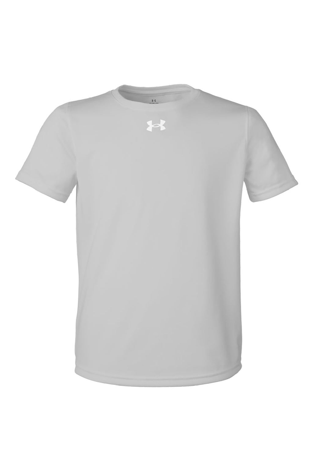 Under Armour 1377487 Youth Tech Team Short Sleeve Crewneck T-Shirt Heather Mod Light Grey/White Flat Front
