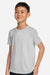 Under Armour 1377487 Youth Tech Team Short Sleeve Crewneck T-Shirt Heather Mod Light Grey/White Model Side