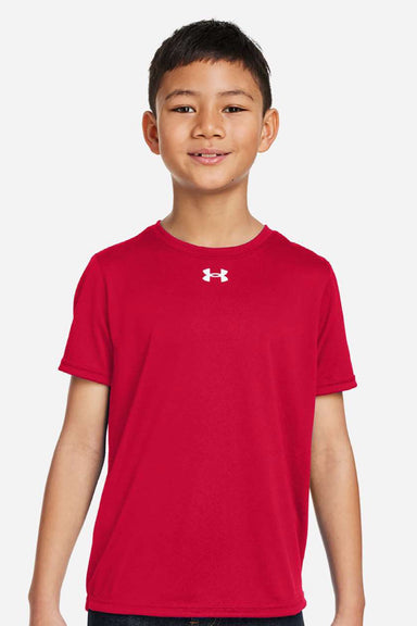 Under Armour 1377487 Youth Tech Team Short Sleeve Crewneck T-Shirt Red/White Model Front