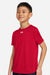 Under Armour 1377487 Youth Tech Team Short Sleeve Crewneck T-Shirt Red/White Model Side
