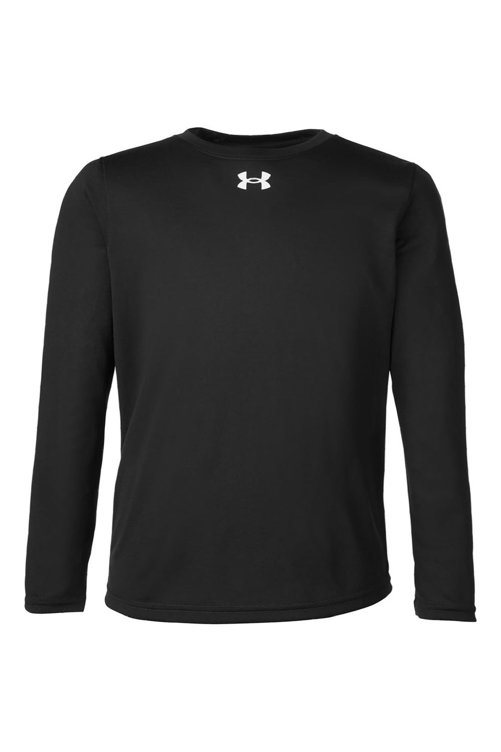 Under Armour 1377488 Youth Tech Team Long Sleeve Crewneck T-Shirt Black/White Flat Front