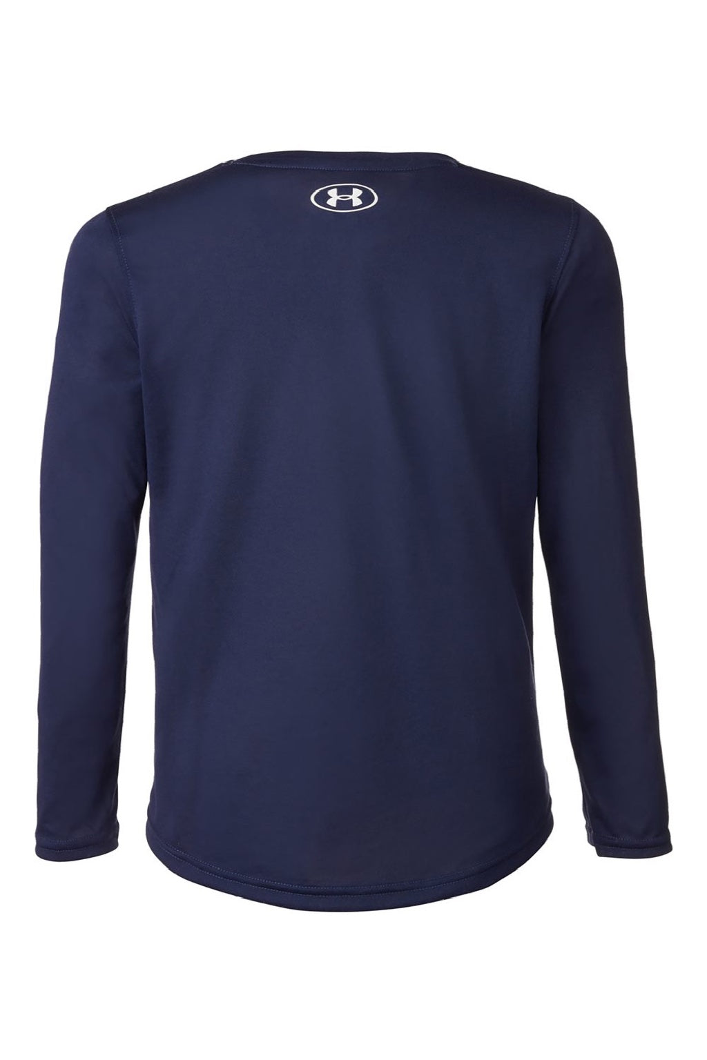 Under Armour 1377488 Youth Tech Team Long Sleeve Crewneck T-Shirt Midnight Navy Blue/White Flat Back