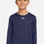 Under Armour Youth Tech Team Moisture Wicking Long Sleeve Crewneck T-Shirt - Midnight Navy Blue/White - New