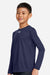 Under Armour 1377488 Youth Tech Team Long Sleeve Crewneck T-Shirt Midnight Navy Blue/White Model Side