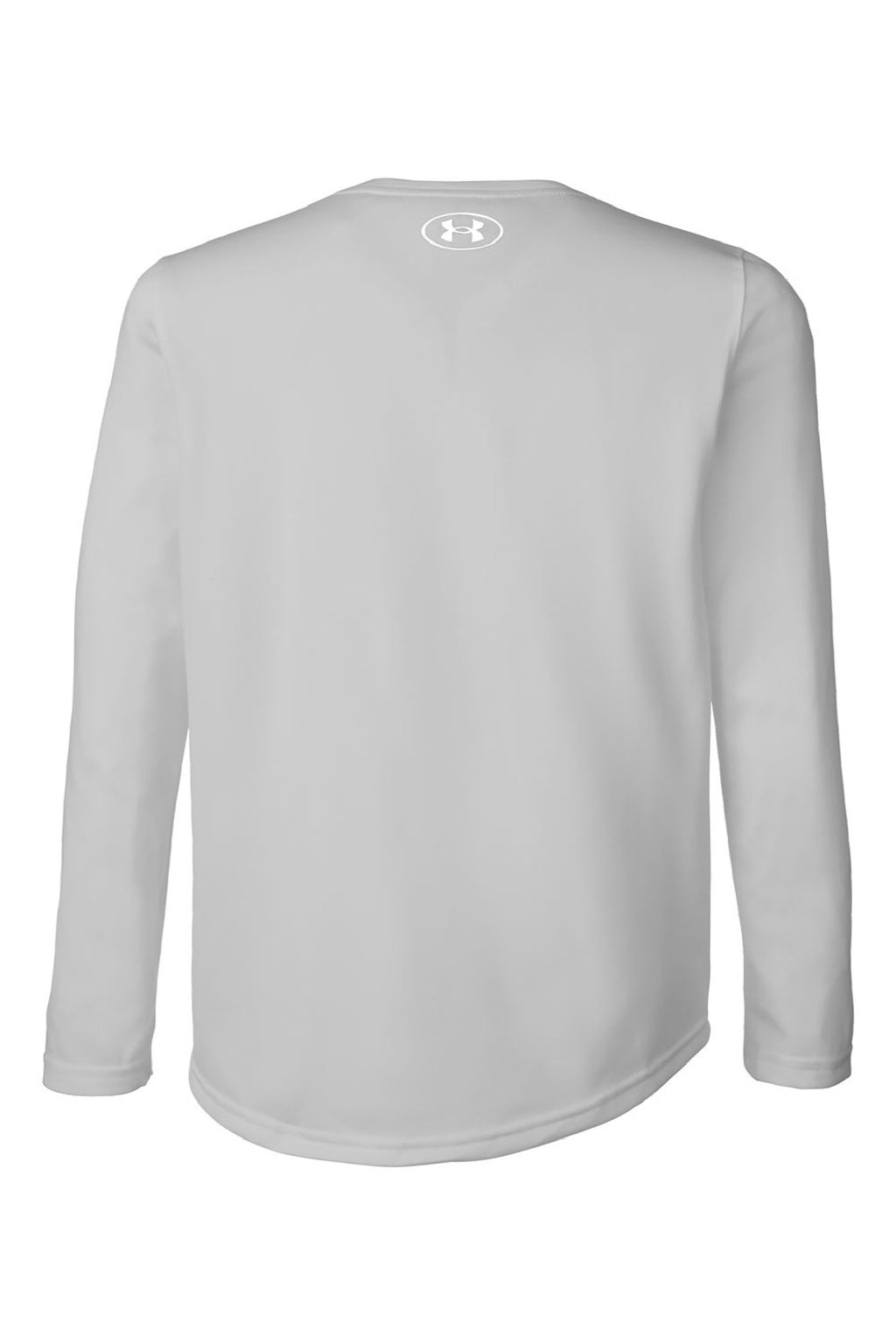 Under Armour 1377488 Youth Tech Team Long Sleeve Crewneck T-Shirt Heather Mod Light Grey/White Flat Back