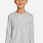 Under Armour Youth Tech Team Moisture Wicking Long Sleeve Crewneck T-Shirt - Heather Mod Light Grey/White - New