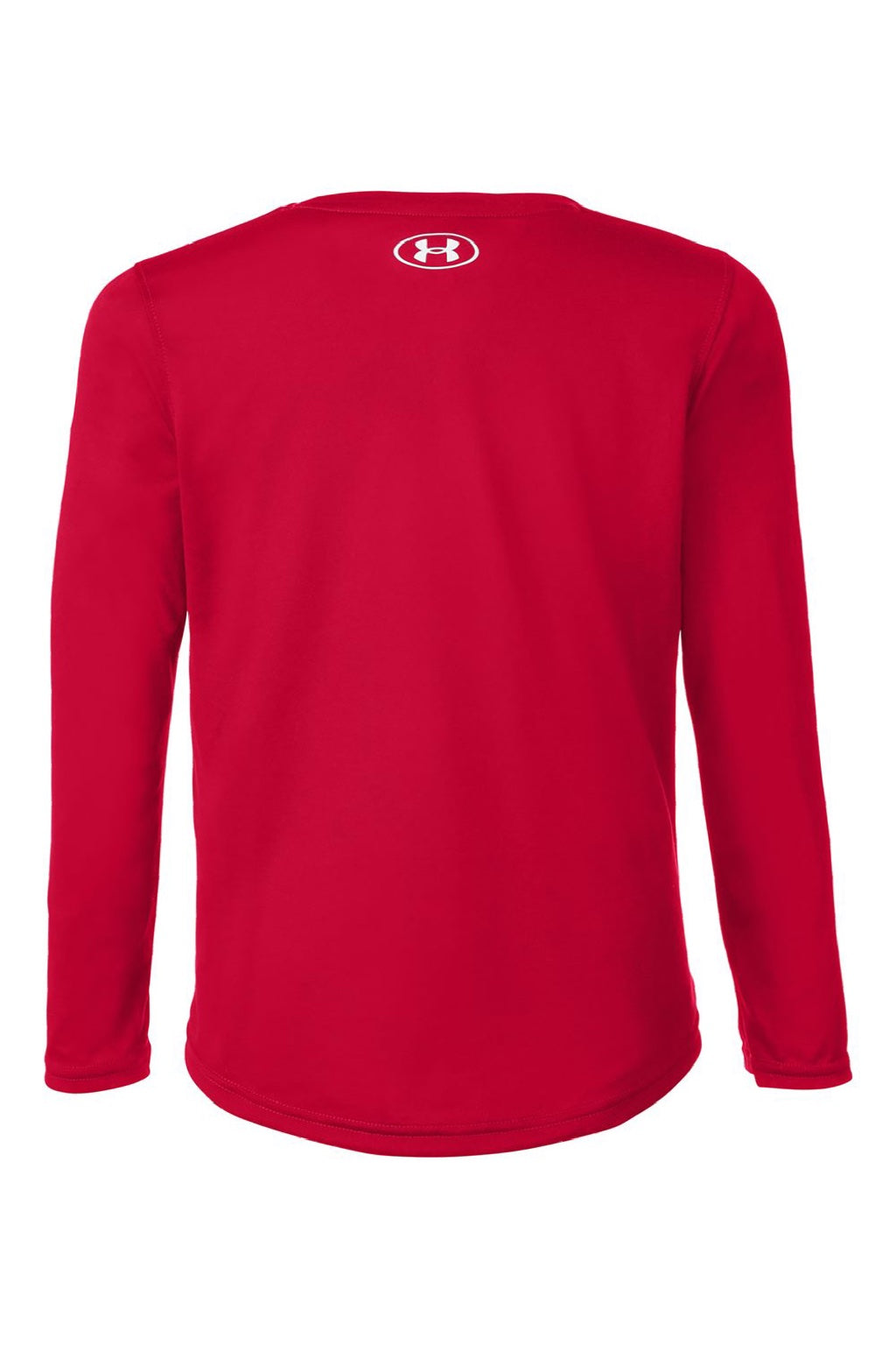 Under Armour 1377488 Youth Tech Team Long Sleeve Crewneck T-Shirt Red/White Flat Back