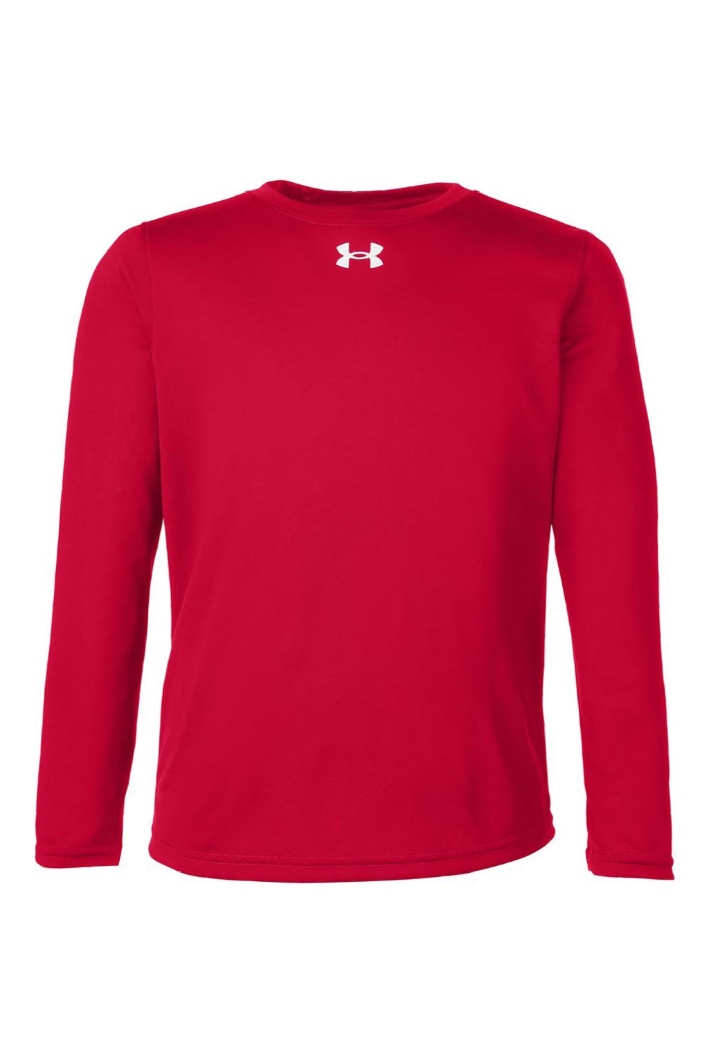 Under Armour 1377488 Youth Tech Team Long Sleeve Crewneck T-Shirt Red/White Flat Front