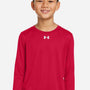 Under Armour Youth Tech Team Moisture Wicking Long Sleeve Crewneck T-Shirt - Red/White - New