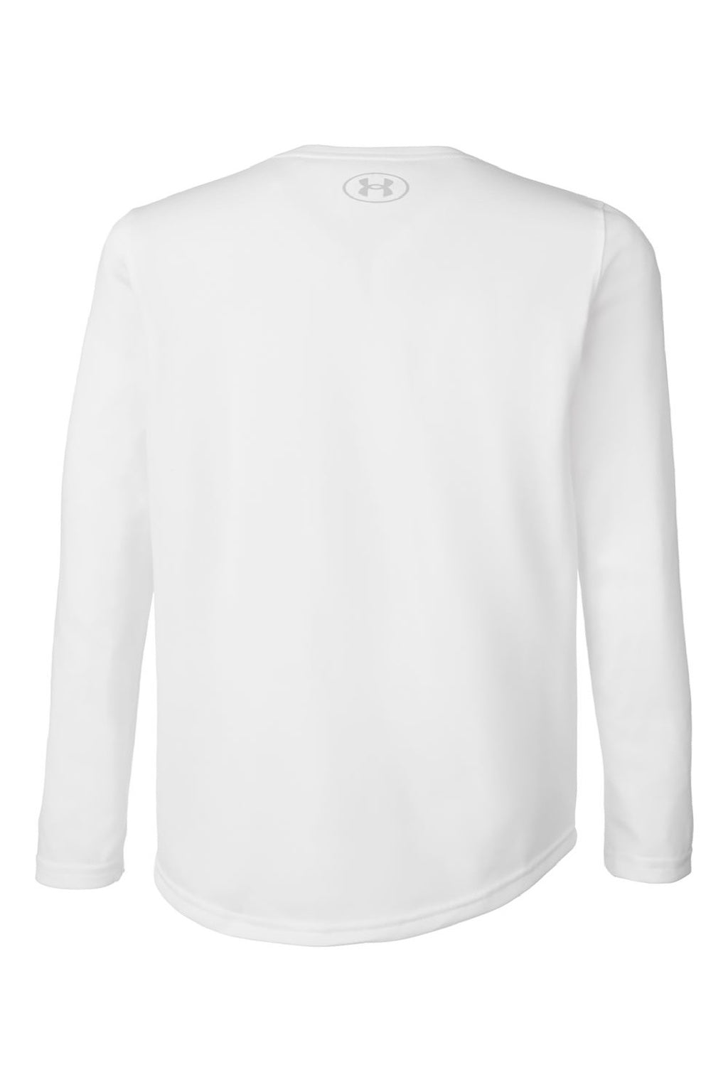 Under Armour 1377488 Youth Tech Team Long Sleeve Crewneck T-Shirt White/Mod Grey Flat Back