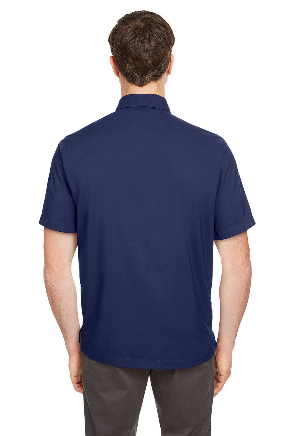Under Armour 1351360 Mens Motivate Moisture Wicking Short Sleeve Button Down Shirt w/ Pocket Midnight Navy Blue Model Back