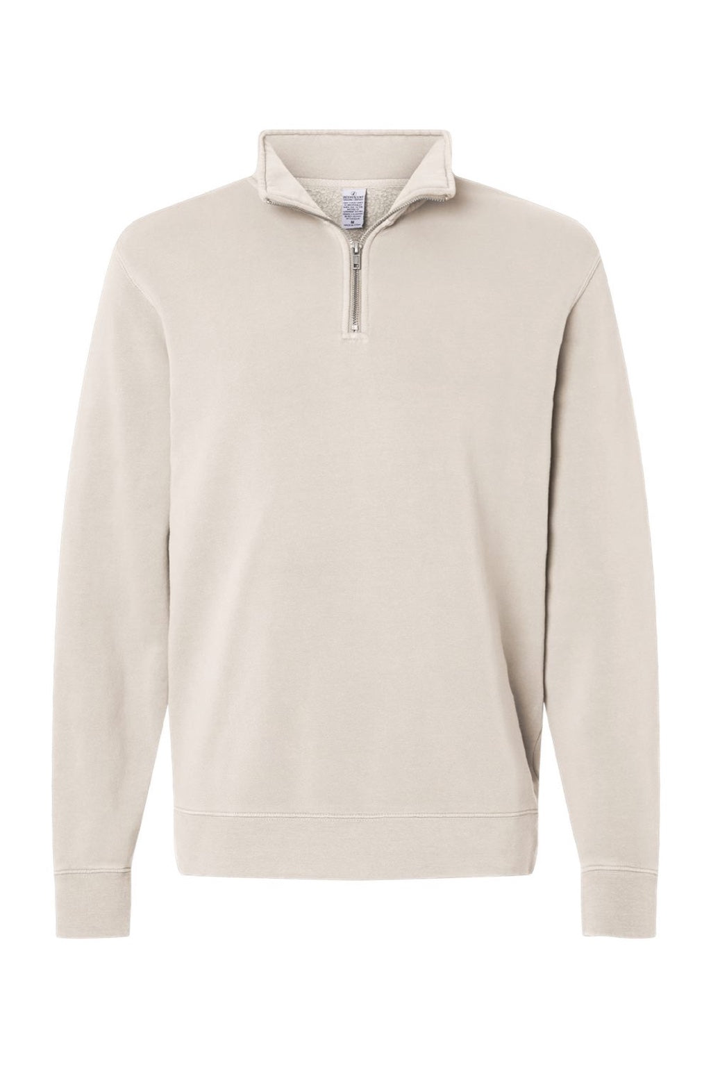 Independent Trading Company PRM4600QZ Mens Pigment Dyed 1/4 Zip Sweatshirt Pigment Ivory Flat Front