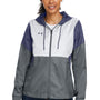 Under Armour Womens Team Legacy Wind & Water Resistant Full Zip Hooded Jacket - Navy Blue