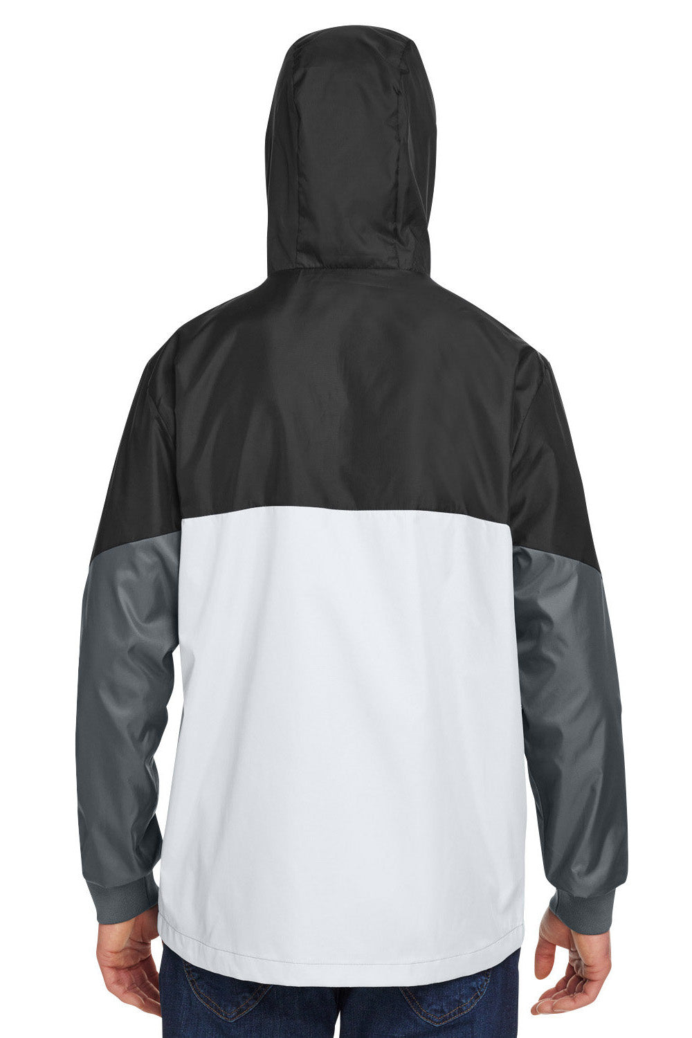 Under Armour 1359386 Mens Team Legacy Wind & Water Resistant Full Zip Hooded Jacket Black Model Back
