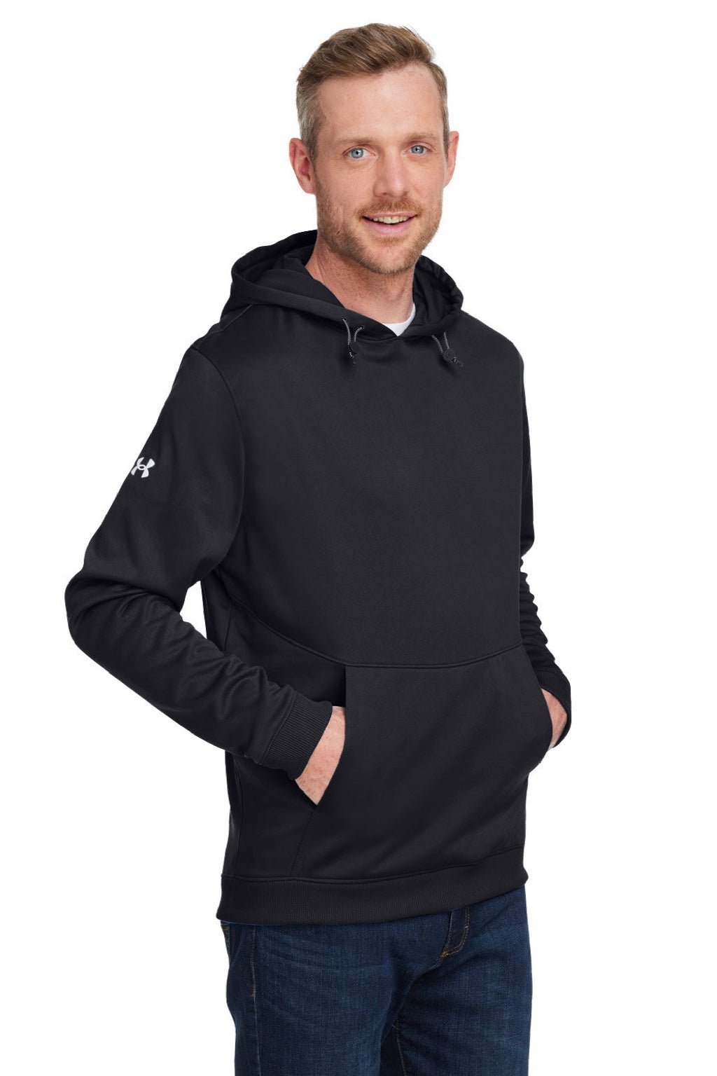 Under Armour 1370379 Mens Storm Armourfleece Water Resistant Hooded Sweatshirt Hoodie w/ Pouch Pocket Black Model 3Q