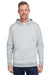 Under Armour 1370379 Mens Storm Armourfleece Water Resistant Hooded Sweatshirt Hoodie w/ Pouch Pocket Mod Grey Model Front