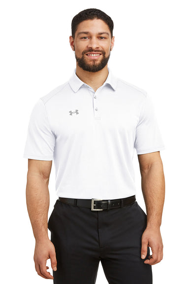 Under Armour 1370399 Mens Tech Moisture Wicking Short Sleeve Polo Shirt White Model Front