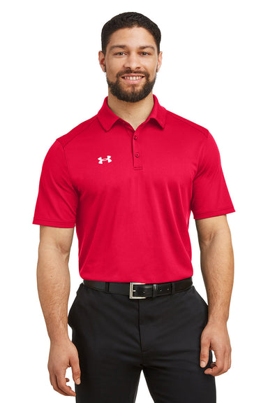Under Armour 1370399 Mens Tech Moisture Wicking Short Sleeve Polo Shirt Red Model Front