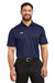 Under Armour 1370399 Mens Tech Moisture Wicking Short Sleeve Polo Shirt Midnight Navy Blue Model Front