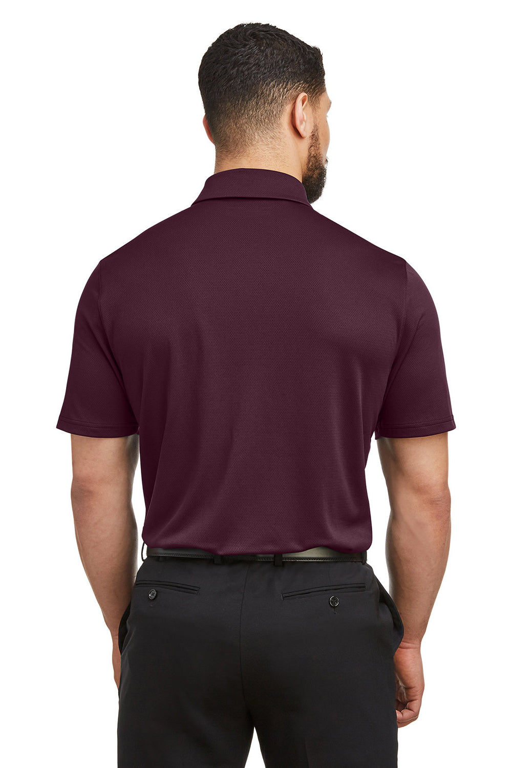 Under Armour 1370399 Mens Tech Moisture Wicking Short Sleeve Polo Shirt Maroon Model Back