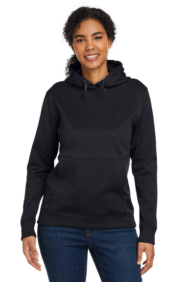 Under Armour 1370425 Womens Storm Armourfleece Water Resistant Hooded Sweatshirt Hoodie Black Model Front