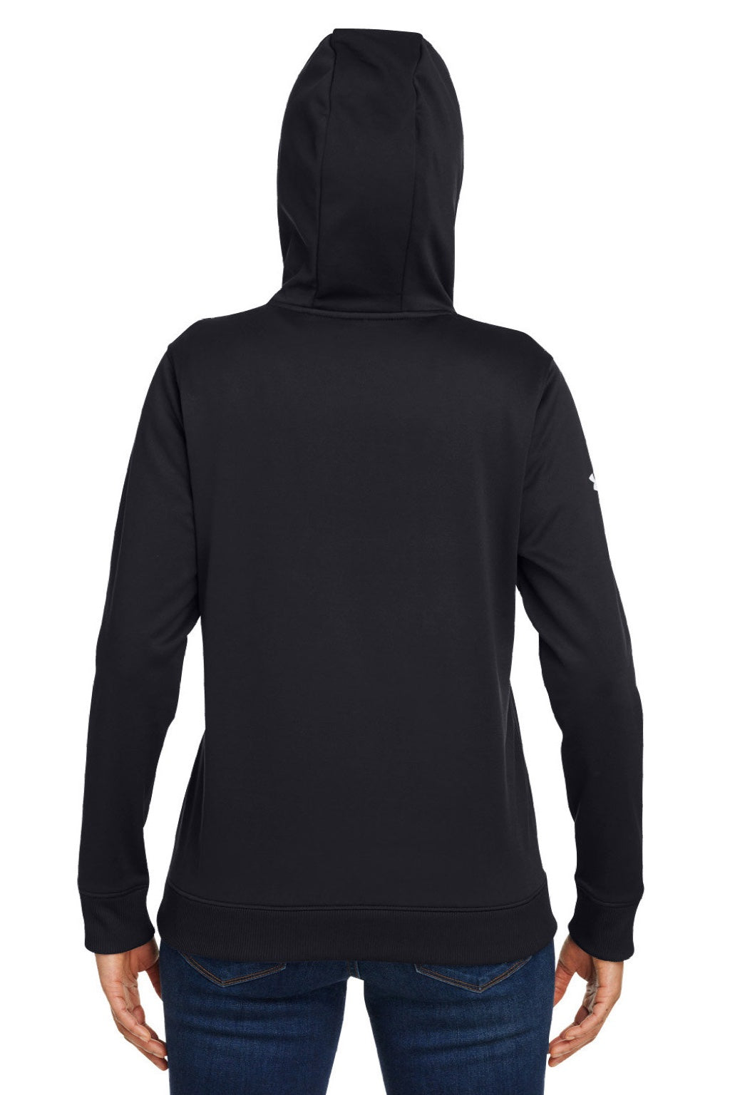 Under Armour 1370425 Womens Storm Armourfleece Water Resistant Hooded Sweatshirt Hoodie w/ Pouch Pocket Black Model Back