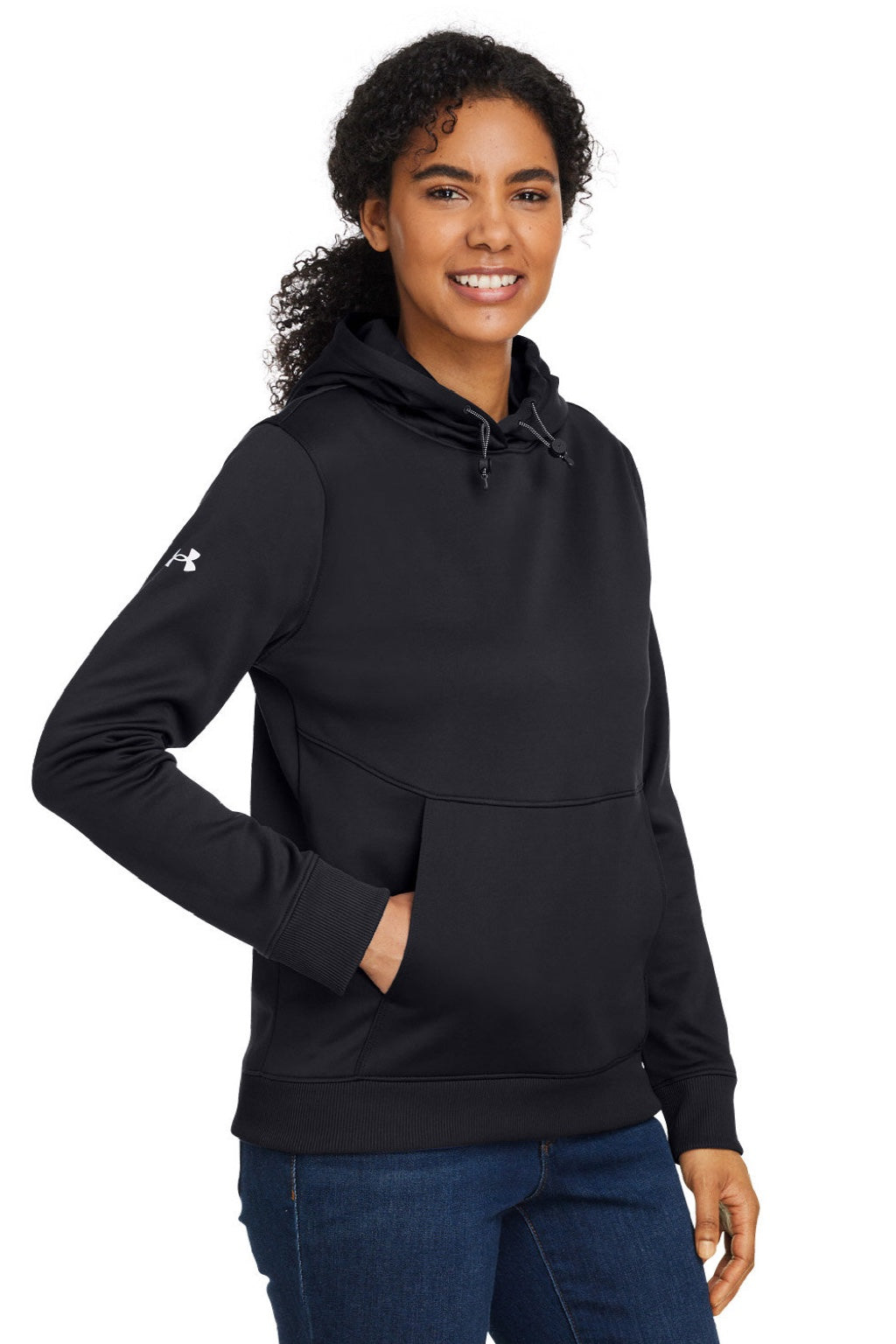 Under Armour 1370425 Womens Storm Armourfleece Water Resistant Hooded Sweatshirt Hoodie w/ Pouch Pocket Black Model 3Q