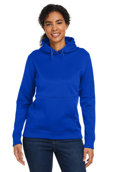 Under Armour 1370425 Womens Storm Armourfleece Water Resistant Hooded Sweatshirt Hoodie w/ Pouch Pocket Royal Blue Model Front