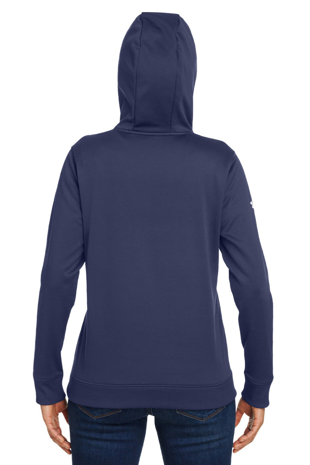 Under Armour 1370425 Womens Storm Armourfleece Water Resistant Hooded Sweatshirt Hoodie w/ Pouch Pocket Midnight Navy Blue Model Back